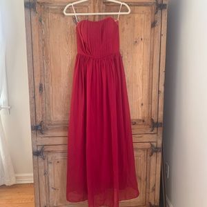 strapless red formal/prom dress